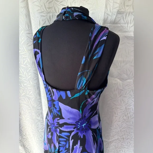 Connected Apparel Black Purple and Blue Floral Dress - Picture 4 of 11